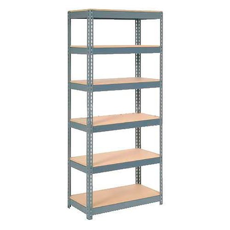 GLOBAL INDUSTRIAL Extra Heavy Duty Shelving 36W x 12D x 96H With 6 Shelves, Wood Deck, Gry B2297321